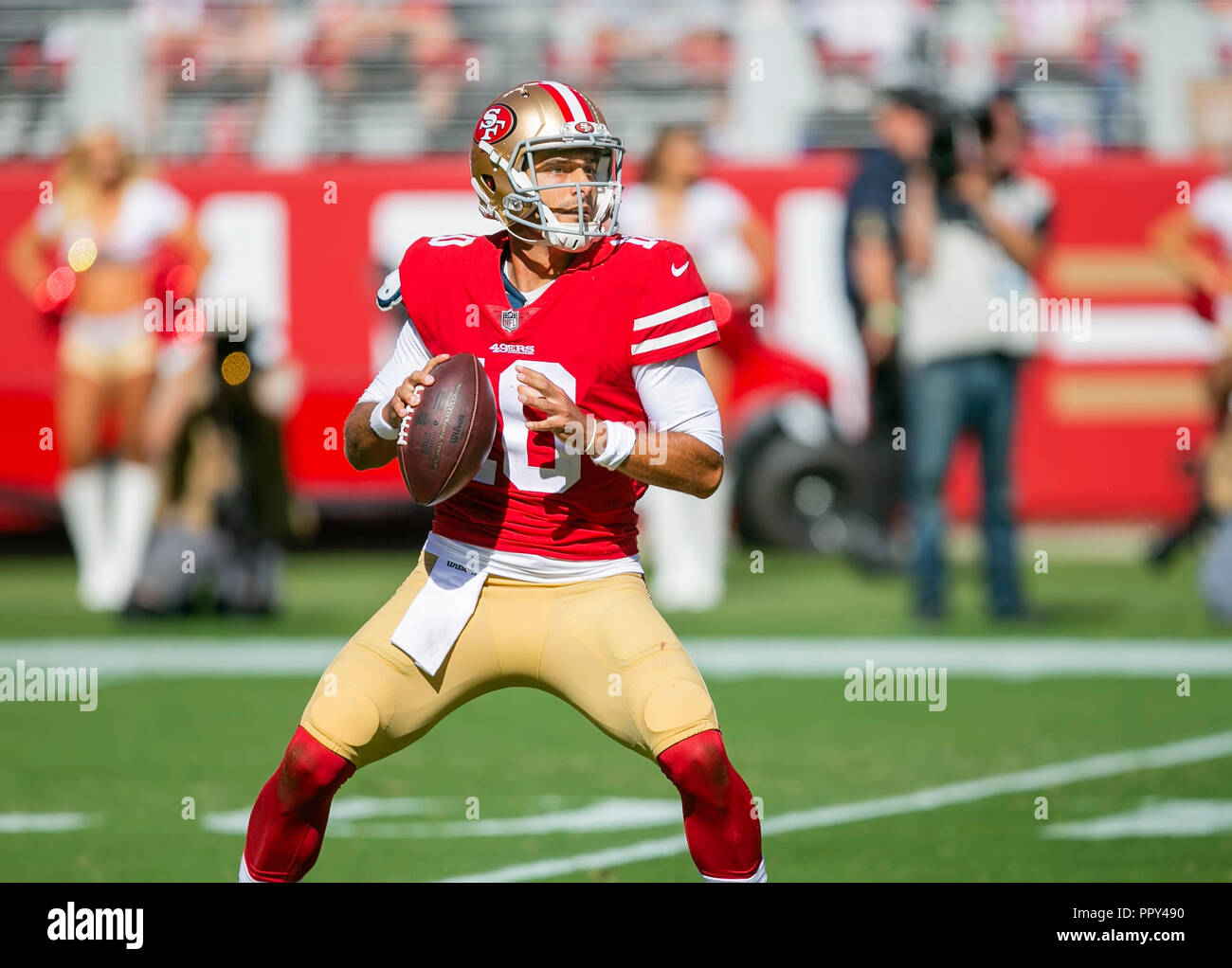 Santa Clara, California, USA. 13th Nov, 2022. San Francisco 49ers  quarterback Jimmy Garoppolo (10) on Sunday, November 13, 2021, at Levis  Stadium in Santa Clara, California. The 49ers defeated the LA Chargers