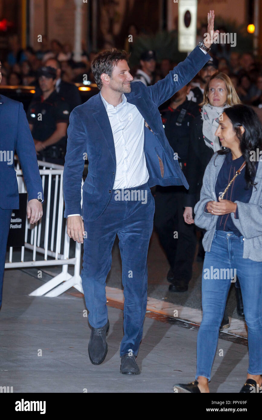 San Sebastian, Spain. 28th Sep, 2018. Bradley Cooper arrives to Maria Cristina hotel during the 66th San Sebastian film festival in San Sebastian, Spain on the 28th of September of 2018. Credit: Jimmy Olsen/Media Punch ***No Spain***/Alamy Live News Stock Photo