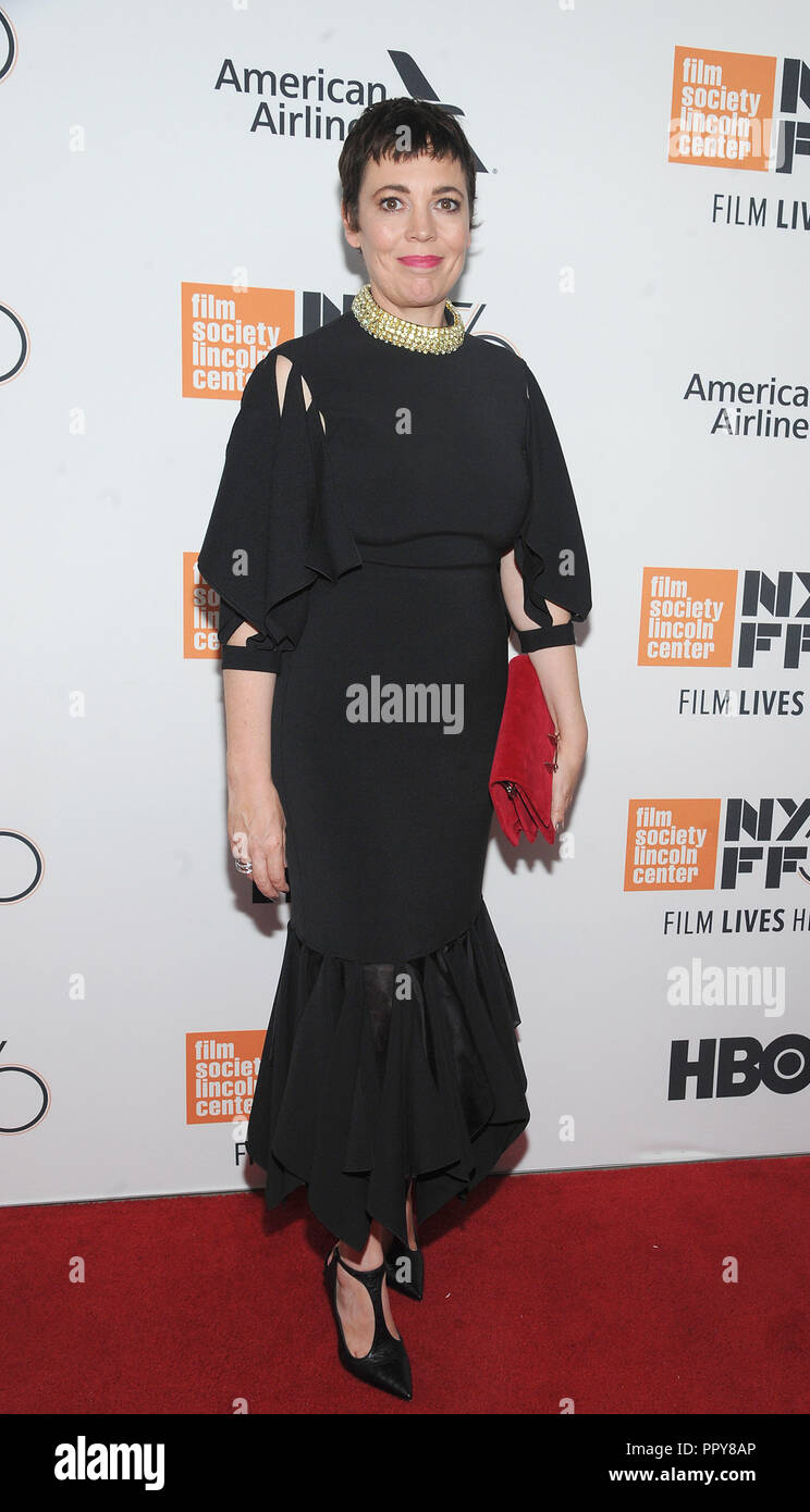New York, NY, USA. 28th Sep, 2018. Olivia Coleman attends the opening night premiere of 'The Favourite' during the 56th New York Film Festival at Alice Tully Hall, Lincoln Center on September 28, 2018 in New York City. Credit: John Palmer/Media Punch/Alamy Live News Stock Photo