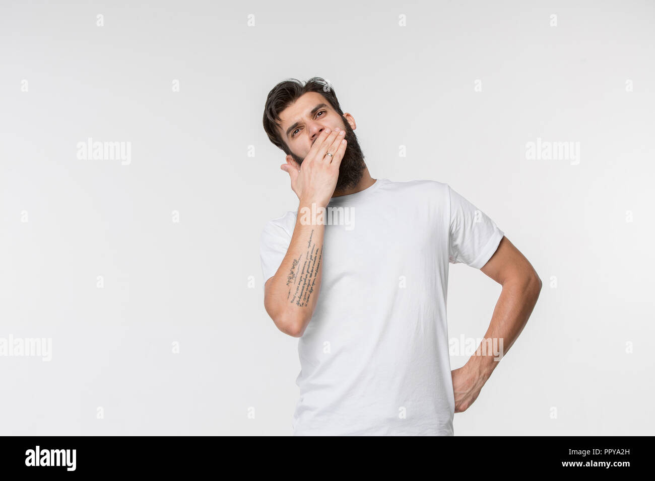 I am tired of everything. Bored man. Boring, dull, tedious concept