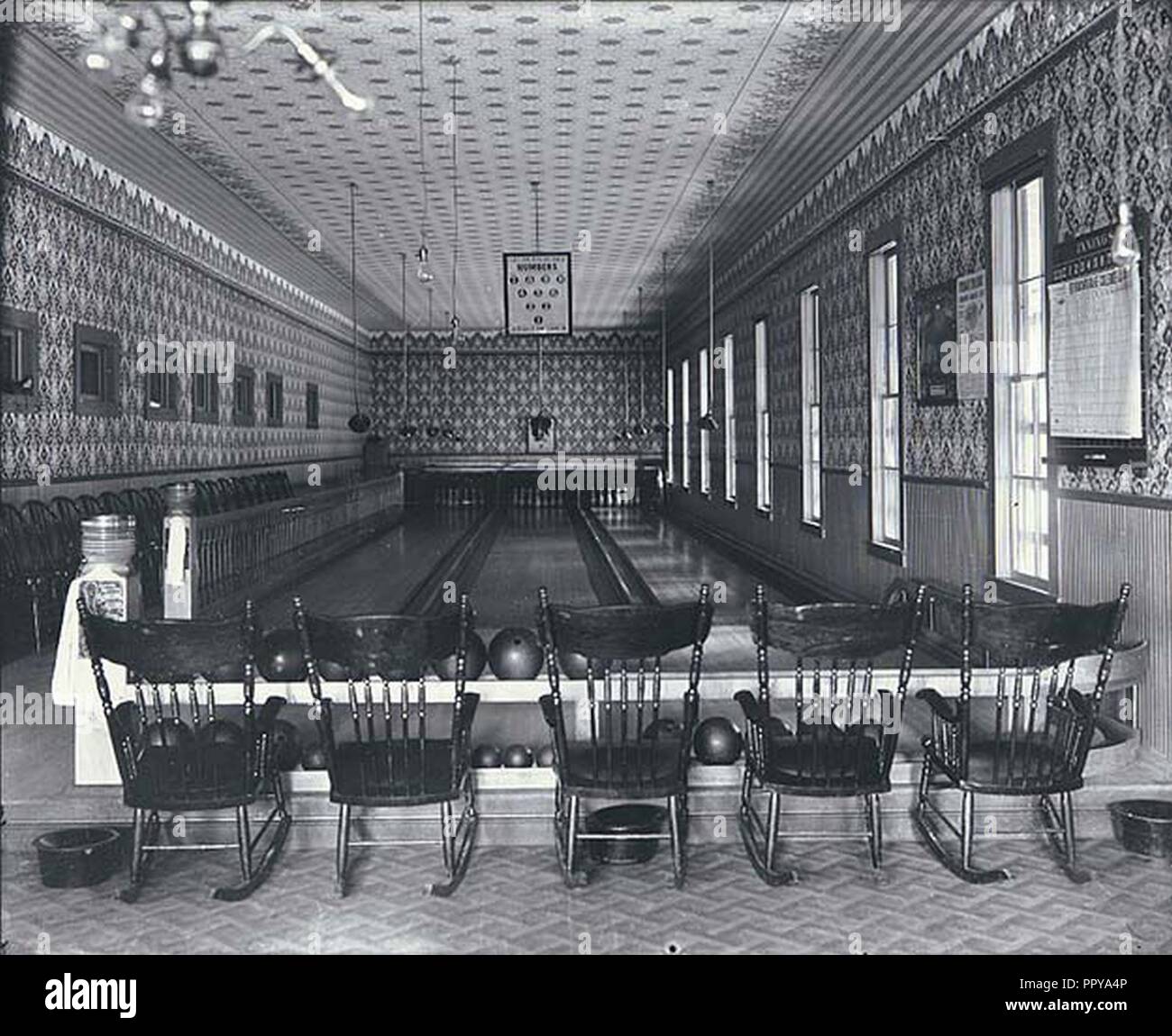 Bowling alley at the Pleasant Beach Hotel Bainbridge Island ca 1898