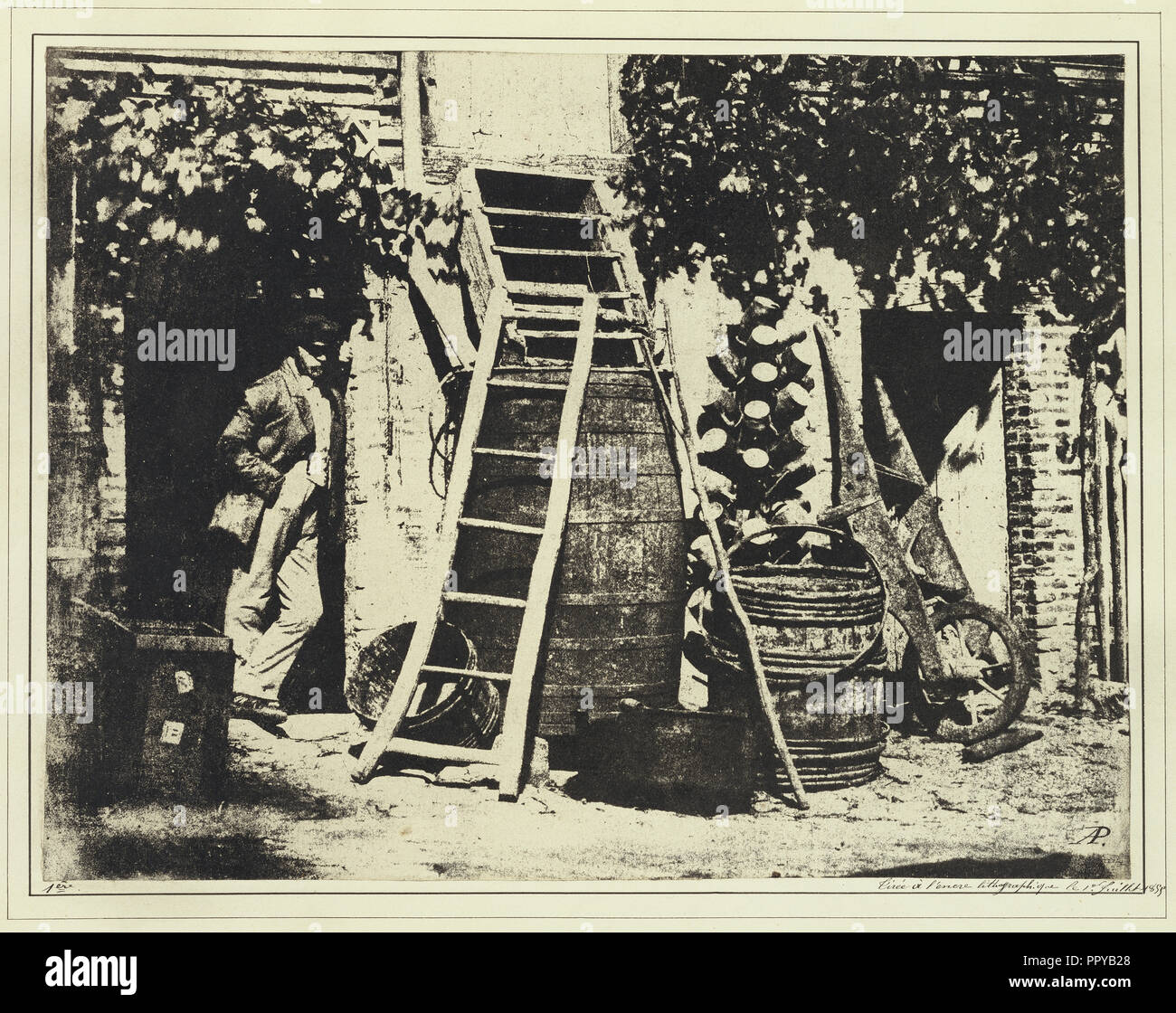 Man with Garden Implements; Alphonse-Louis Poitevin, French, 1819 - 1882, 1855; Photolithograph; 20.8 × 27.1 cm Stock Photo