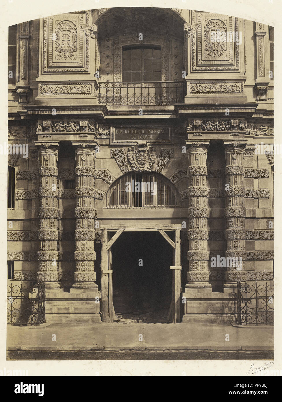 Entrance to the Imperial Library, the Louvre Palace, Paris; Bisson ...