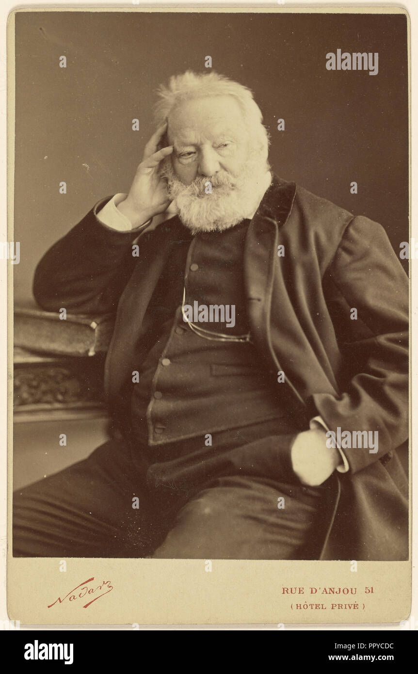 Victor Hugo; Nadar, Gaspard Félix Tournachon, French, 1820 - 1910, Paul Nadar, French, 1856 - 1939, 1872 - 1885; Albumen Stock Photo