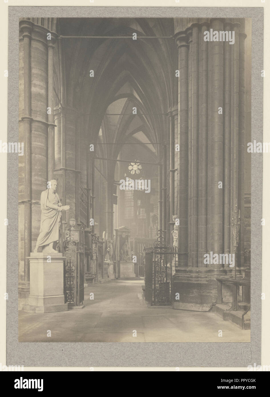 Westminster Abbey, North Ambulatory to East from the North Transept; Frederick H. Evans, British, 1853 - 1943, 1911; Platinum Stock Photo