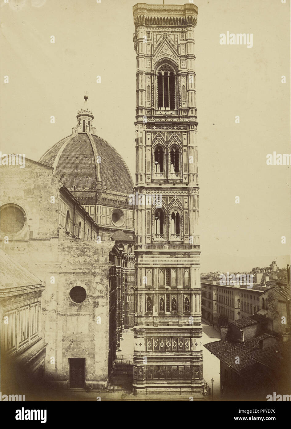 The Campanile, Florence Bell Tower; Fratelli Alinari, Italian, founded 1852, Florence, Italy; 1850s; Albumen silver print Stock Photo