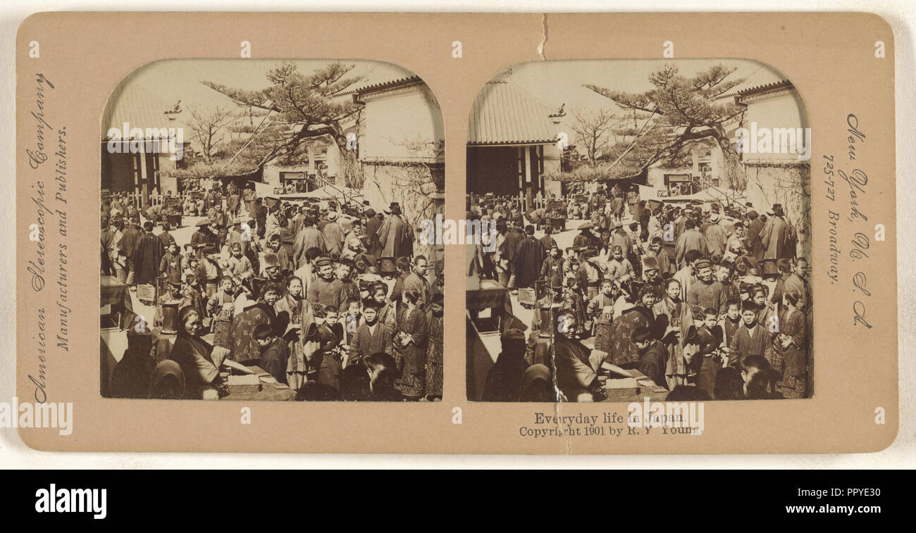 Everyday life in Japan; R.Y. Young, American, active New York, New York and Cuba 1890s - 1900s, 1901; Hand-colored Albumen Stock Photo