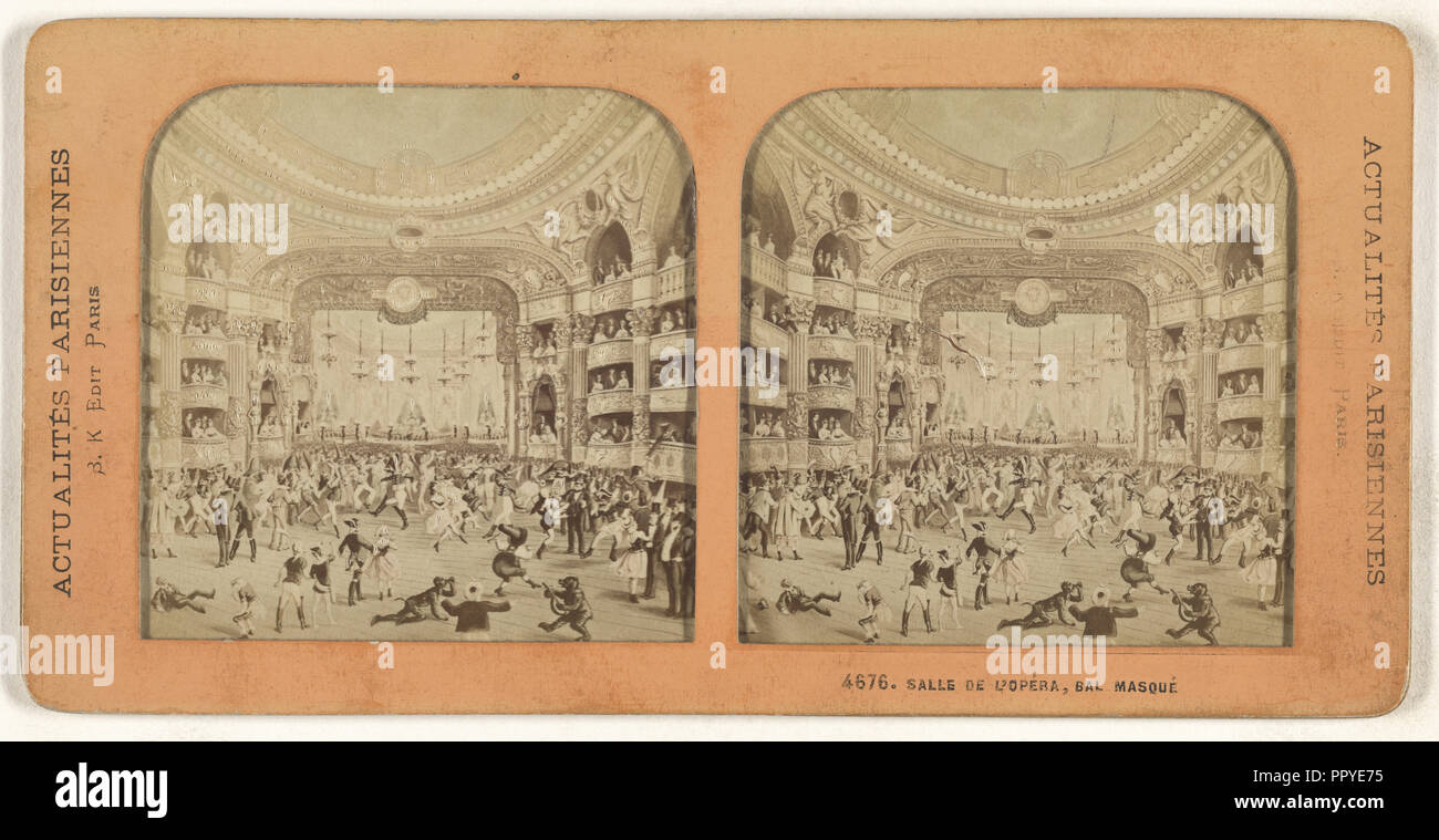 Salle de l'Opera, Bal Masque; Adolphe Block, French, 1829 - about 1900, 1860s; Hand-colored Albumen silver print Stock Photo