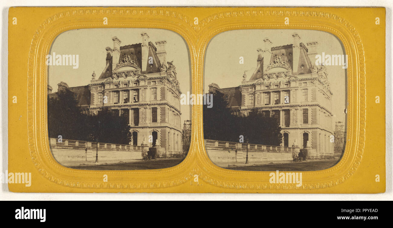 Pavillon de Flore, Tuileries; E. Lamy, French, active 1860s - 1870s, 1860s; Hand-colored Albumen silver print Stock Photo
