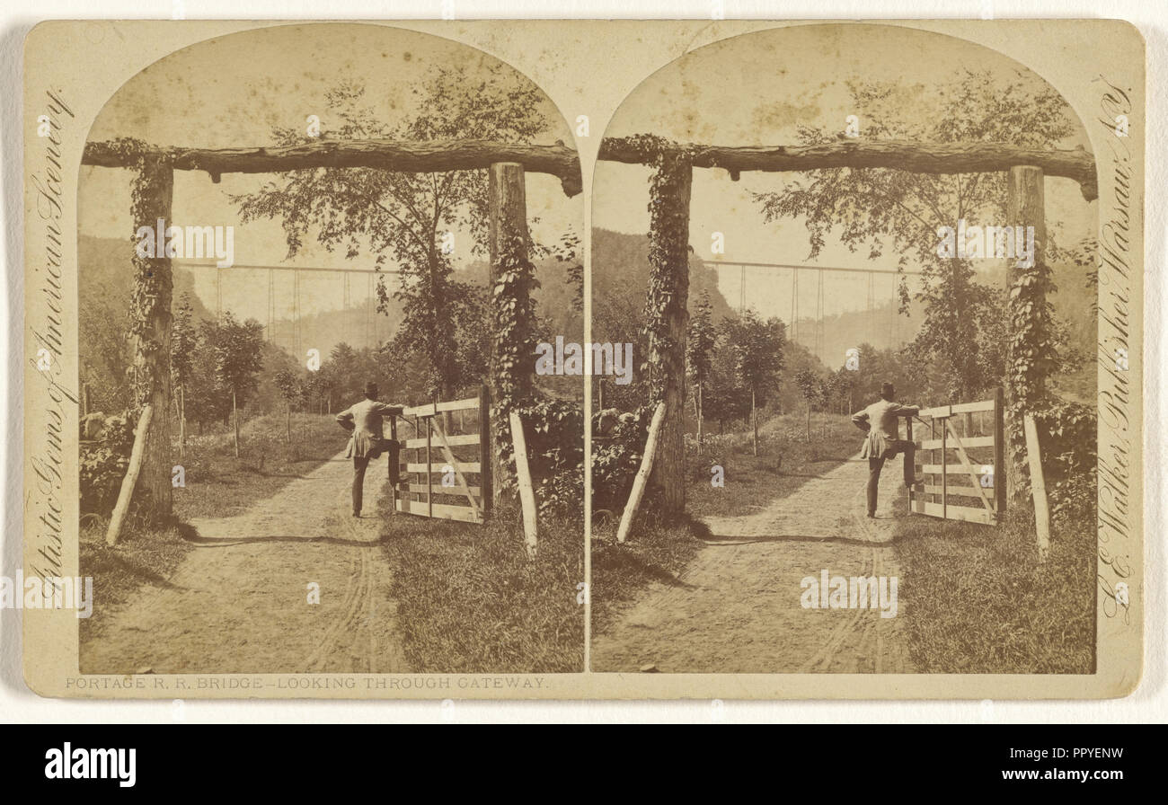 Portage R.R. Bridge - Looking Through Gateway; L. E. Walker, American, 1826 - 1916, active Warsaw, New York, about 1870 Stock Photo