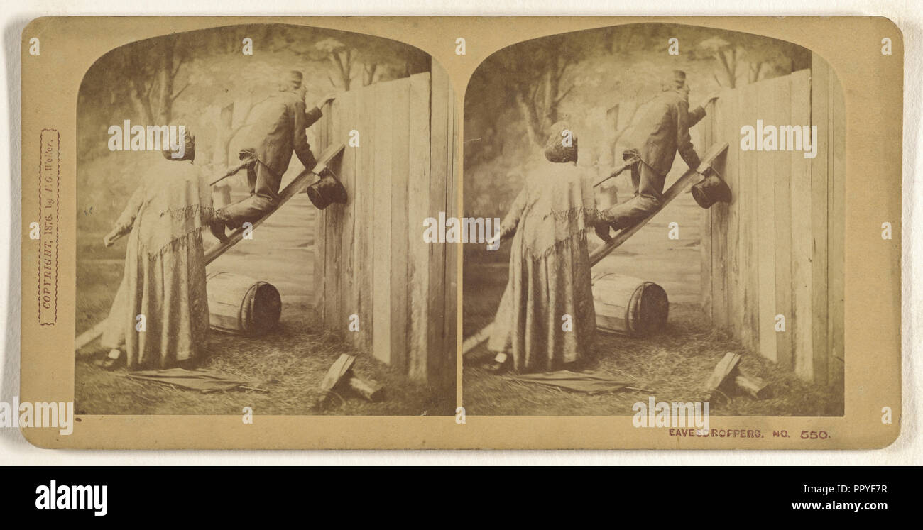 Eavesdroppers; Franklin G. Weller, American, 1833 - 1877, 1876; Albumen silver print Stock Photo