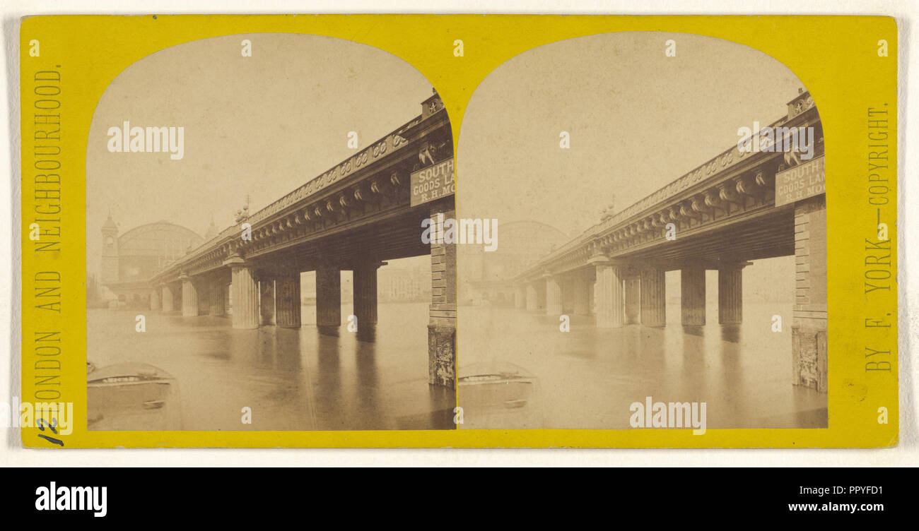 Cannon St. Station and Bridge; Frederick York, British, 1823 - 1903, 1865 - 1875; Albumen silver print Stock Photo