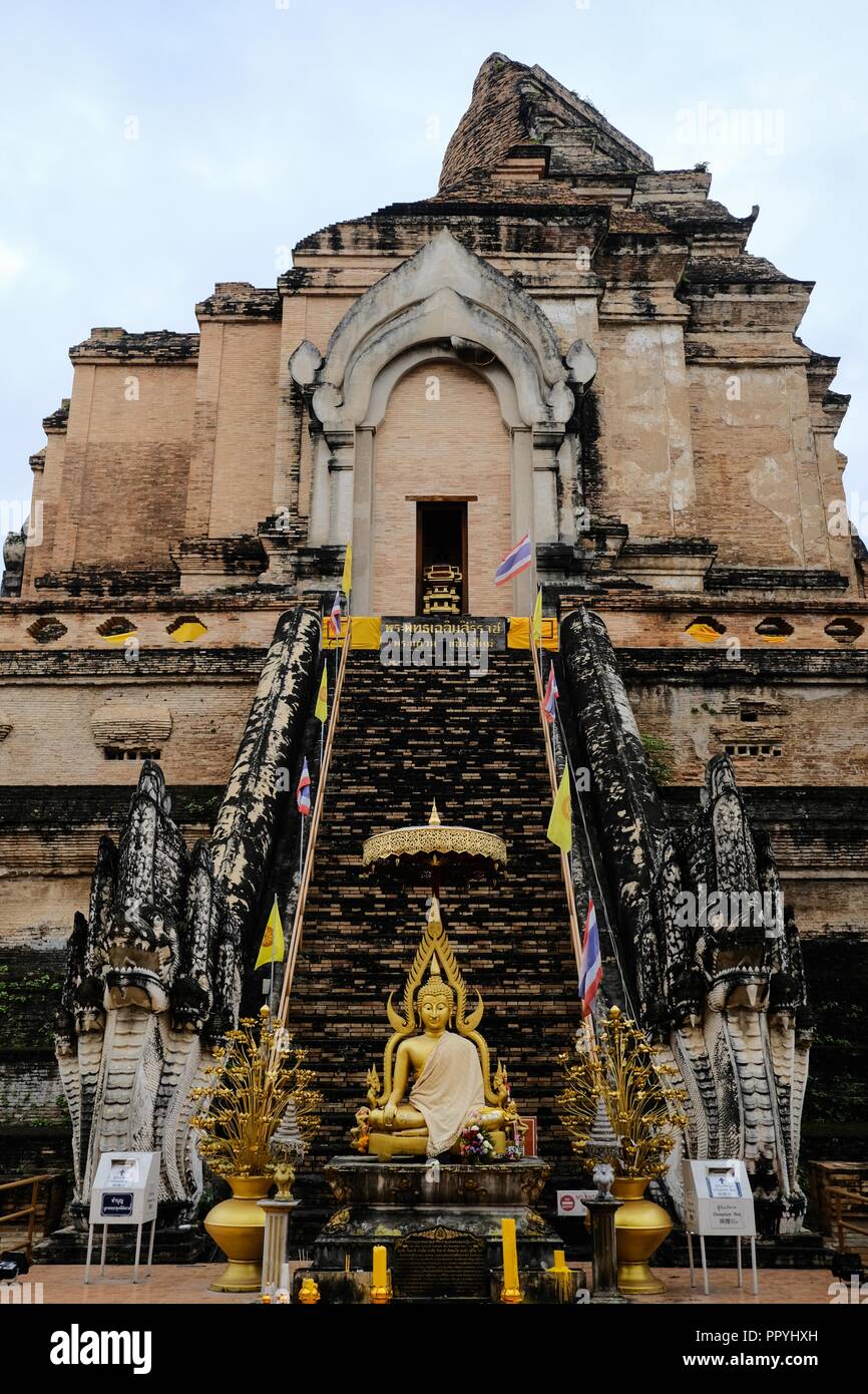 Wat Chedi Luang, Buddhist Temple in Chiang Mai, Thailand Stock Photo