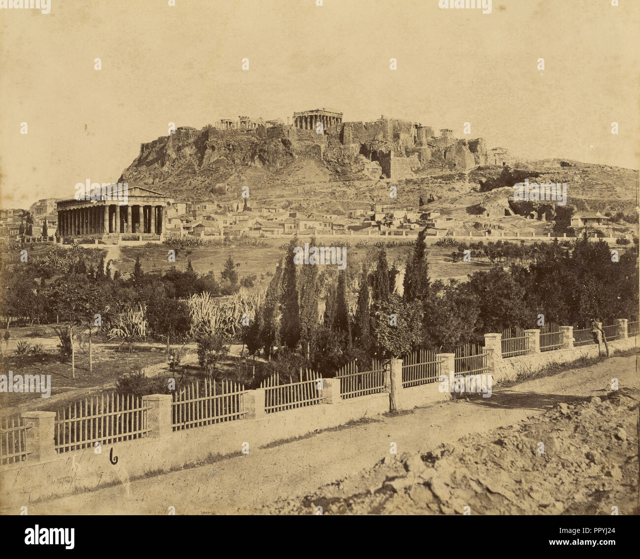 Acropolis of Athens, page 1, recto, about 1865; Albumen silver print Stock Photo