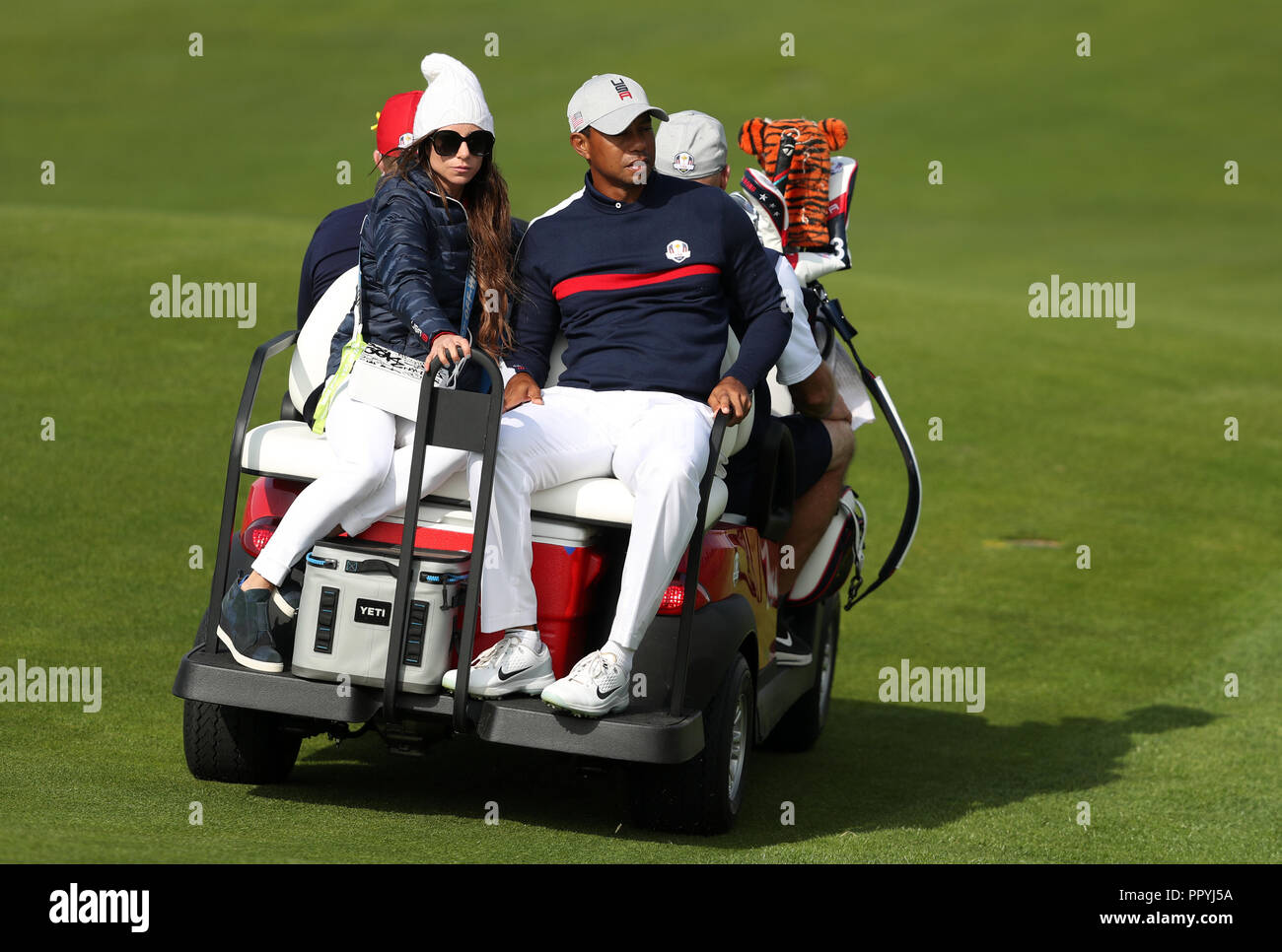 Tiger Woods girlfriend Erica Herman after the Fourballs match on day