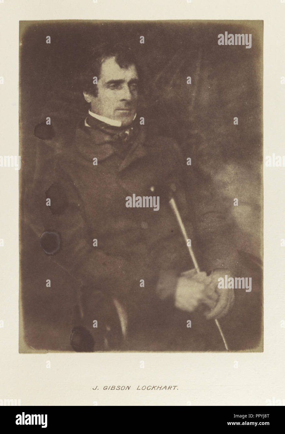 J. Gibson Lockhart; Hill & Adamson, Scottish, active 1843 - 1848, Scotland; 1843 - 1848; Salted paper print from a Calotype Stock Photo