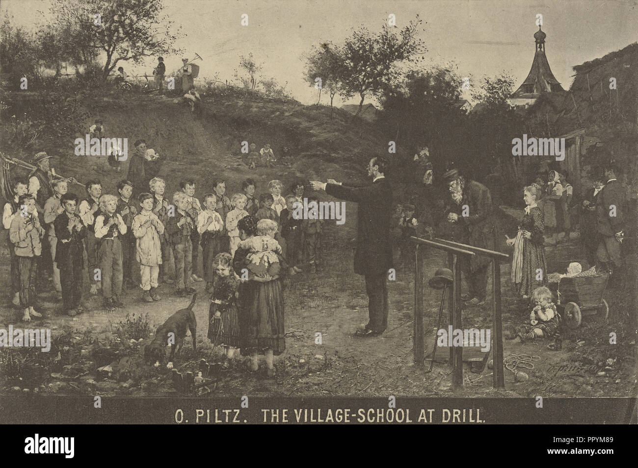 O. Piltz - The Village School at Drill; late 19th century; Collotype; 16.5 × 24.7 cm, 6 1,2 × 9 3,4 in Stock Photo