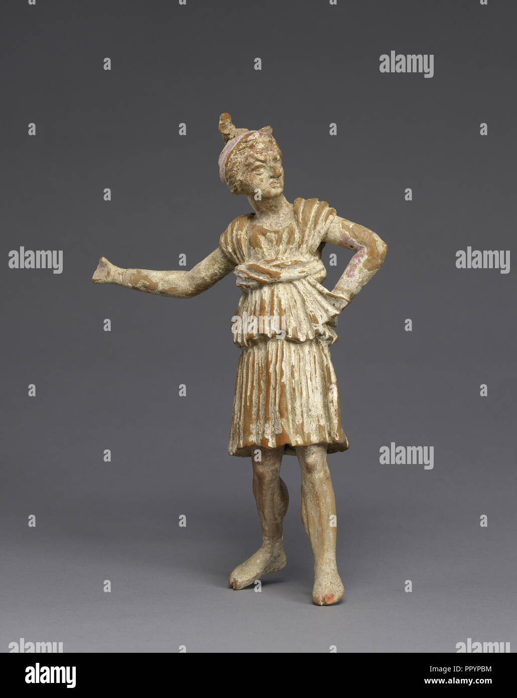 Statuette of a Mime; Tarentum, Taras, Puglia, Italy; 225 - 175 B.C;  Terracotta with white slip and polychromy, bright pink Stock Photo - Alamy