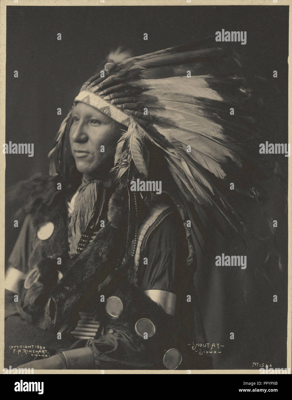 Shout At, Sioux; Adolph F. Muhr, American, died 1913, Frank A. Rinehart, American, 1861 - 1928, 1899; Platinum print Stock Photo
