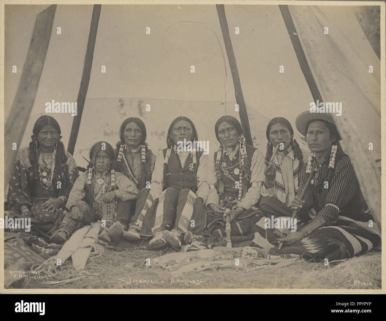 Jicarilla, Apaches; Adolph F. Muhr, American, died 1913, Frank A. Rinehart, American, 1861 - 1928, 1899; Platinum print Stock Photo
