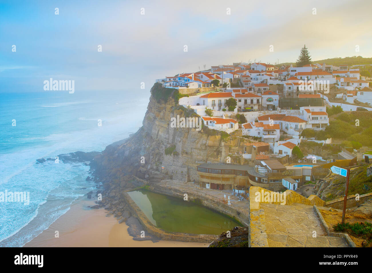 VIew of Azenha do Mar at sunsrise. Portugal Stock Photo