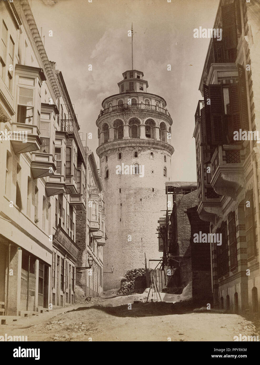 Tower of Galata, Constantinople; Abdullah Frères, Armenian, active 1860s - 1890s, Istanbul, Turkey; 1858 - 1890; Albumen silver Stock Photo