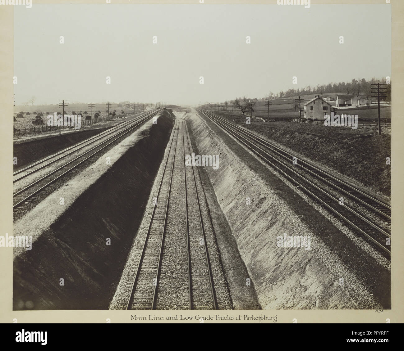 Main Line and Low Grade Tracks at Parkersburg; William H. Rau, American, 1855 - 1920, 1891 - 1895; Gelatin silver print Stock Photo