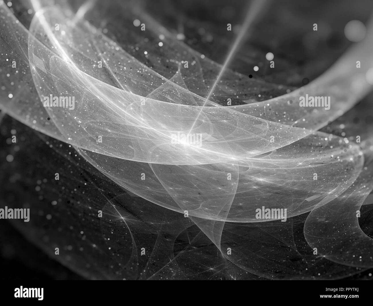 Glowing new space technology surface, computer generated abstract background, black and white effect, 3D rendering Stock Photo