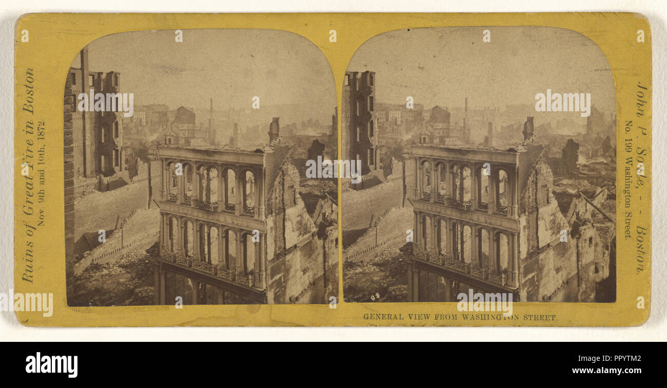 General View From Washington Street. Boston, Mass; John P. Soule, American, 1827 - 1904, November 9-10, 1872; Albumen silver Stock Photo