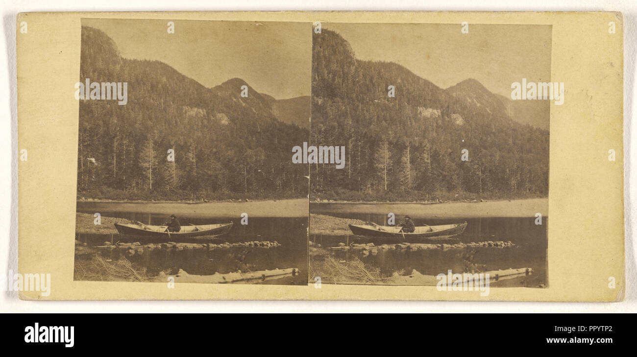 Eagle Cliff, across Echo Lake; John P. Soule, American, 1827 - 1904, about 1861; Albumen silver print Stock Photo