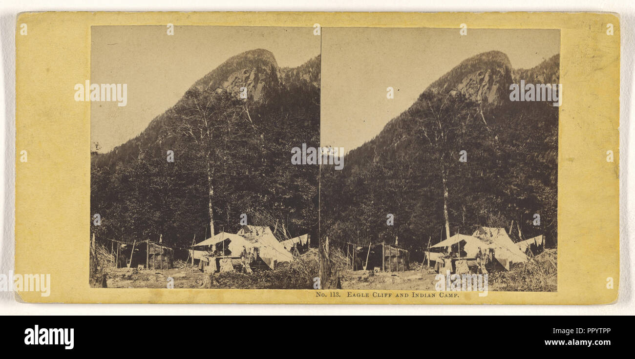 Eagle Cliff and Indian Camp; John P. Soule, American, 1827 - 1904, about 1861; Albumen silver print Stock Photo
