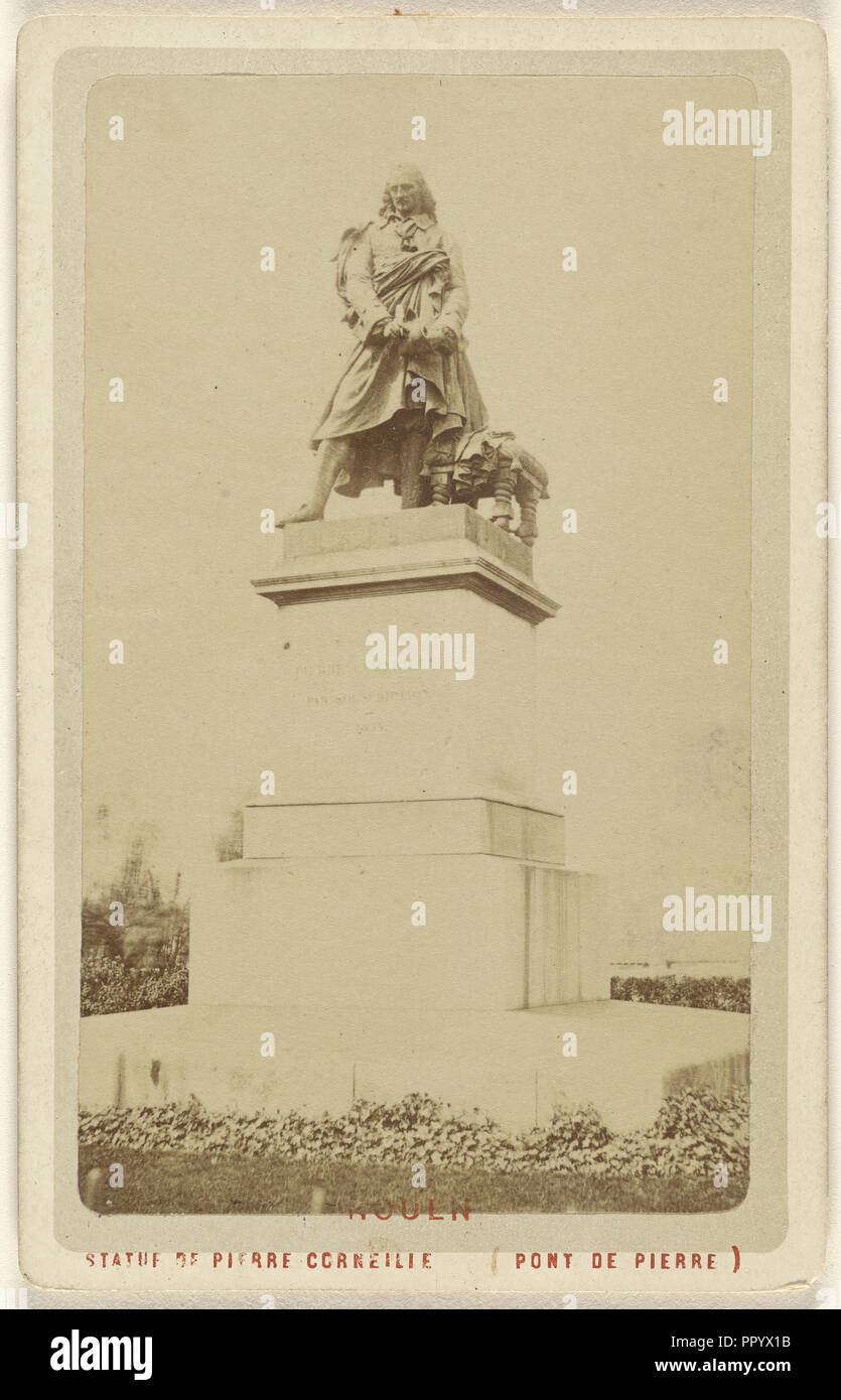 Rouen. Statue de Pierre Corneilie, Pont de Pierre, Le Comte, French, active Rouen, France 1860s, 1865 - 1870; Albumen silver Stock Photo