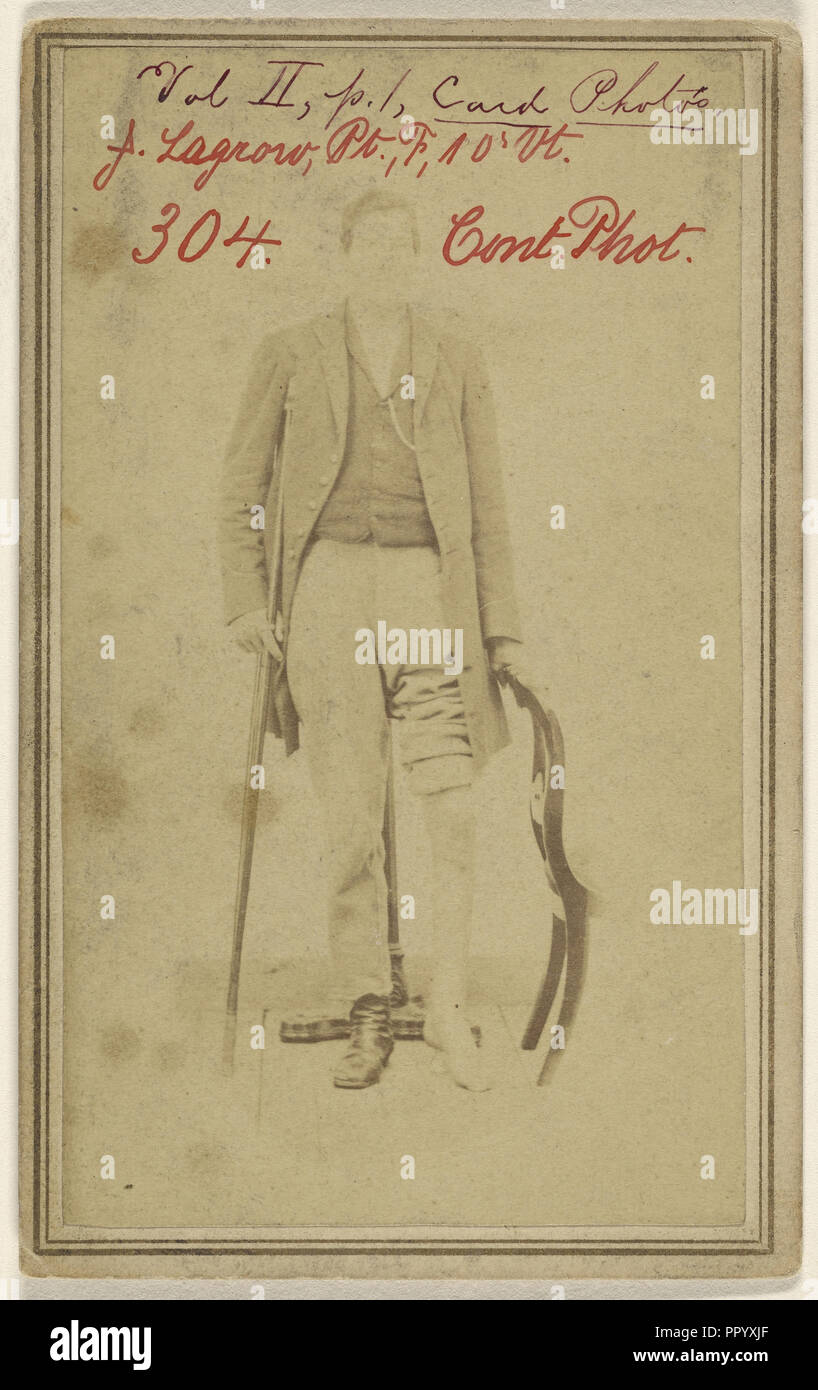 Joseph Lagrow, Pt. F. 10th Vt. Civil War victim; American; 1865 - 1867; Albumen silver print Stock Photo