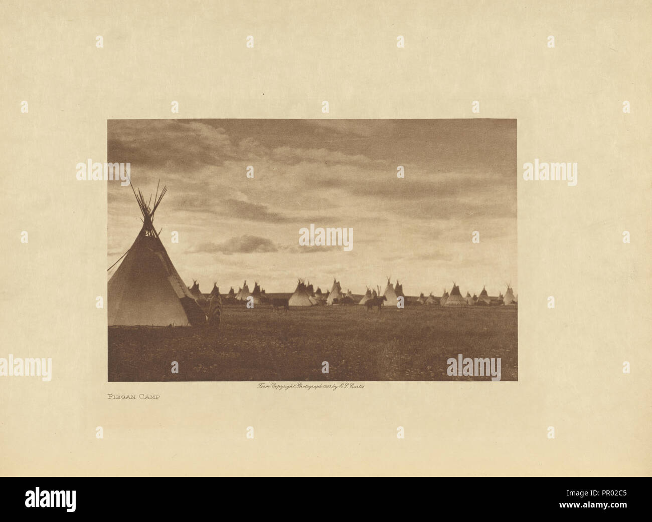 Piegan Camp; Edward S. Curtis, American, 1868 - 1952, Seattle, Washington, United States; negative 1905; print 1911 Stock Photo