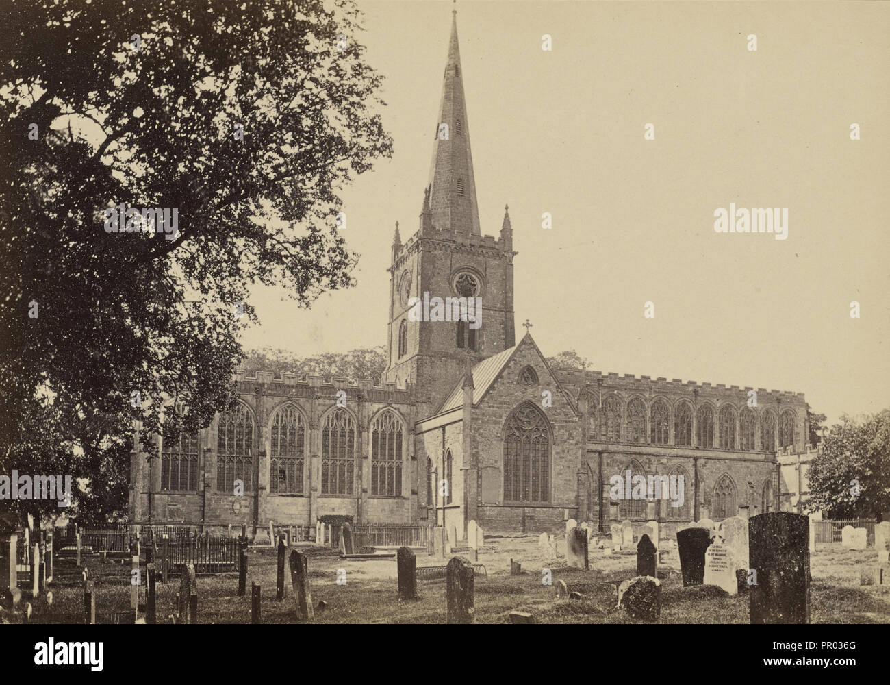 Stratford-on-Avon Church, from the north-east; Francis Bedford, English, 1815,1816 - 1894, Chester, England; about 1860 - 1870 Stock Photo