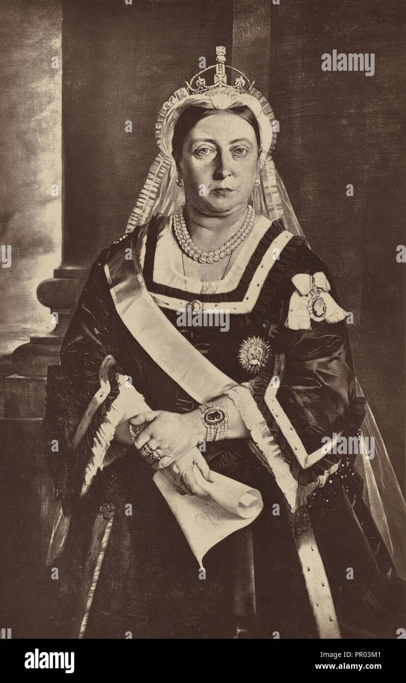 Her Majesty Queen Victoria, Empress of India; Bourne & Shepherd, English, founded 1863, London, England; 1877; Woodburytype Stock Photo