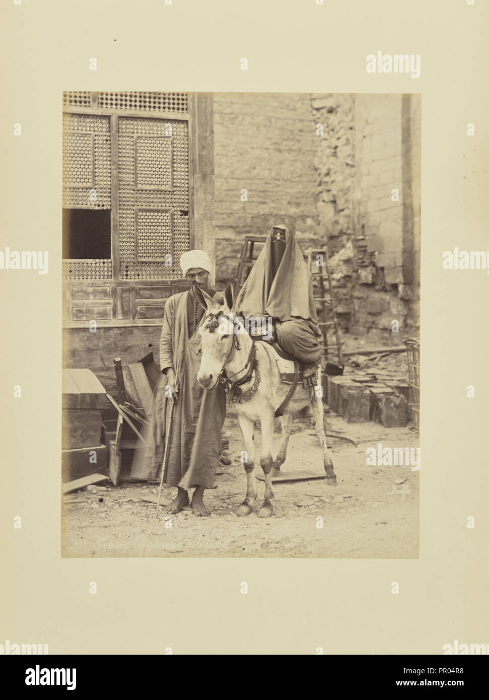 Femme égyptienne à baudet; Félix Bonfils, French, 1831 - 1885, 1870s; Albumen silver print Stock Photo