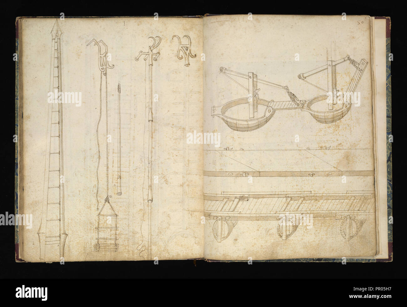 Edificij et machine, Martini, Francesco di Giorgio, 1439-1501, brown ink and wash, ca. 1475-ca. 1480 Stock Photo