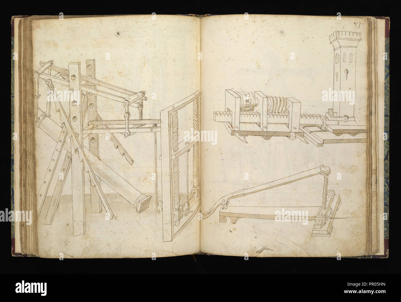 Edificij et machine, Martini, Francesco di Giorgio, 1439-1501, brown ink and wash, ca. 1475-ca. 1480 Stock Photo
