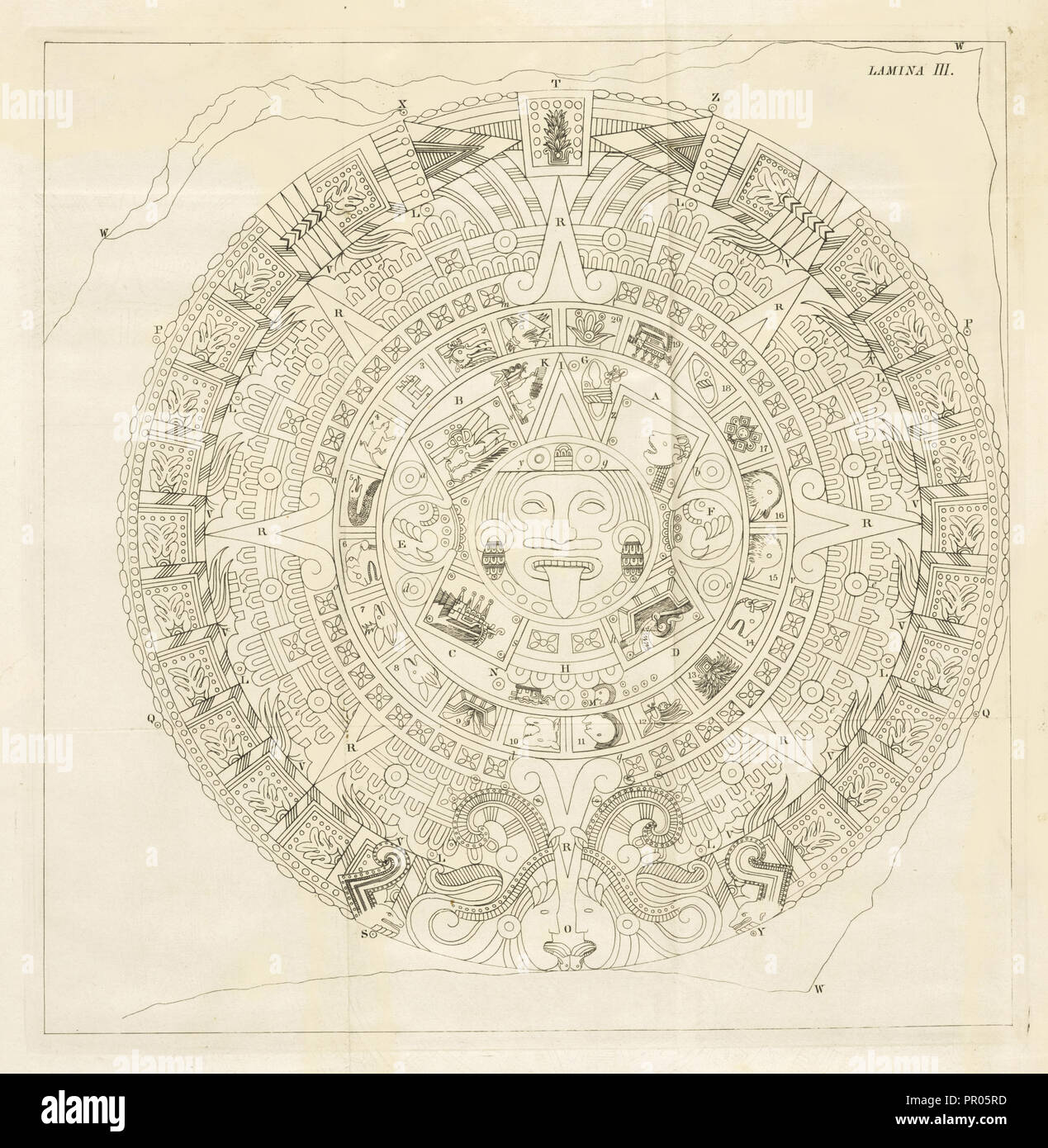 Plate 3, Descripción histórica y cronológica de las dos piedras que con ocasión del nuevo empedrado que se está formando Stock Photo