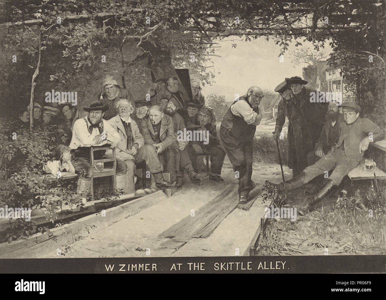 W. Zimmer - At the Skittle Alley; late 19th century; Collotype; 17.9 × 25.2 cm, 7 1,16 × 9 15,16 in Stock Photo