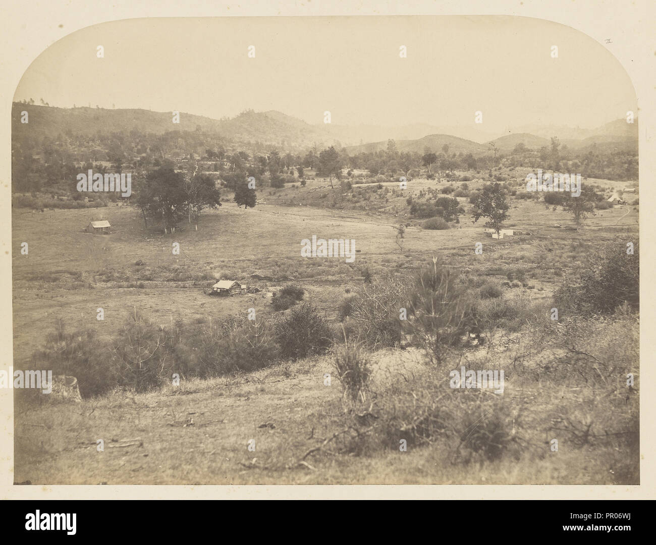 Site of Camp of J.C. Fremont, Agua Fria, 1847; Carleton Watkins, American, 1829 - 1916, 1860; Salted paper print Stock Photo