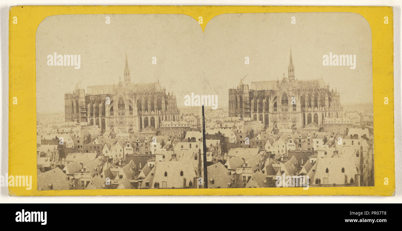 Bords du Rhin. Cathedrale de Cologne prise de l'Hotel-de-Ville; French; about 1865; Albumen silver print Stock Photo