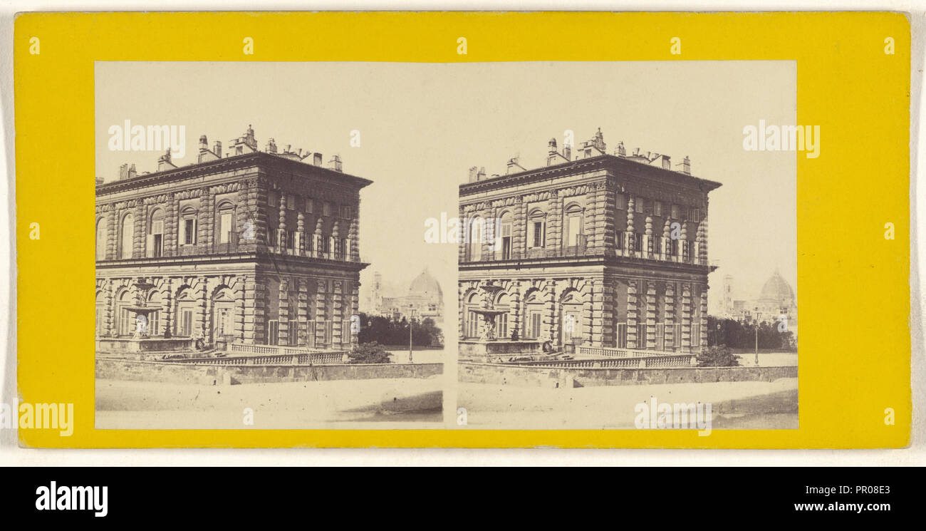 Palazzo Pitti dal Giardino Boboli, Firenze; Italian; about 1865; Albumen silver print Stock Photo