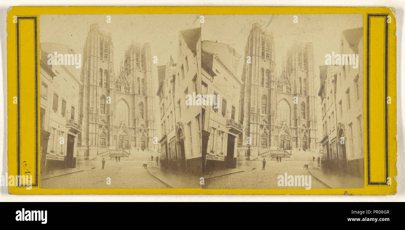 Eglise des S.S. Michel et Gudule, Bruxelles; about 1865; Albumen silver print Stock Photo