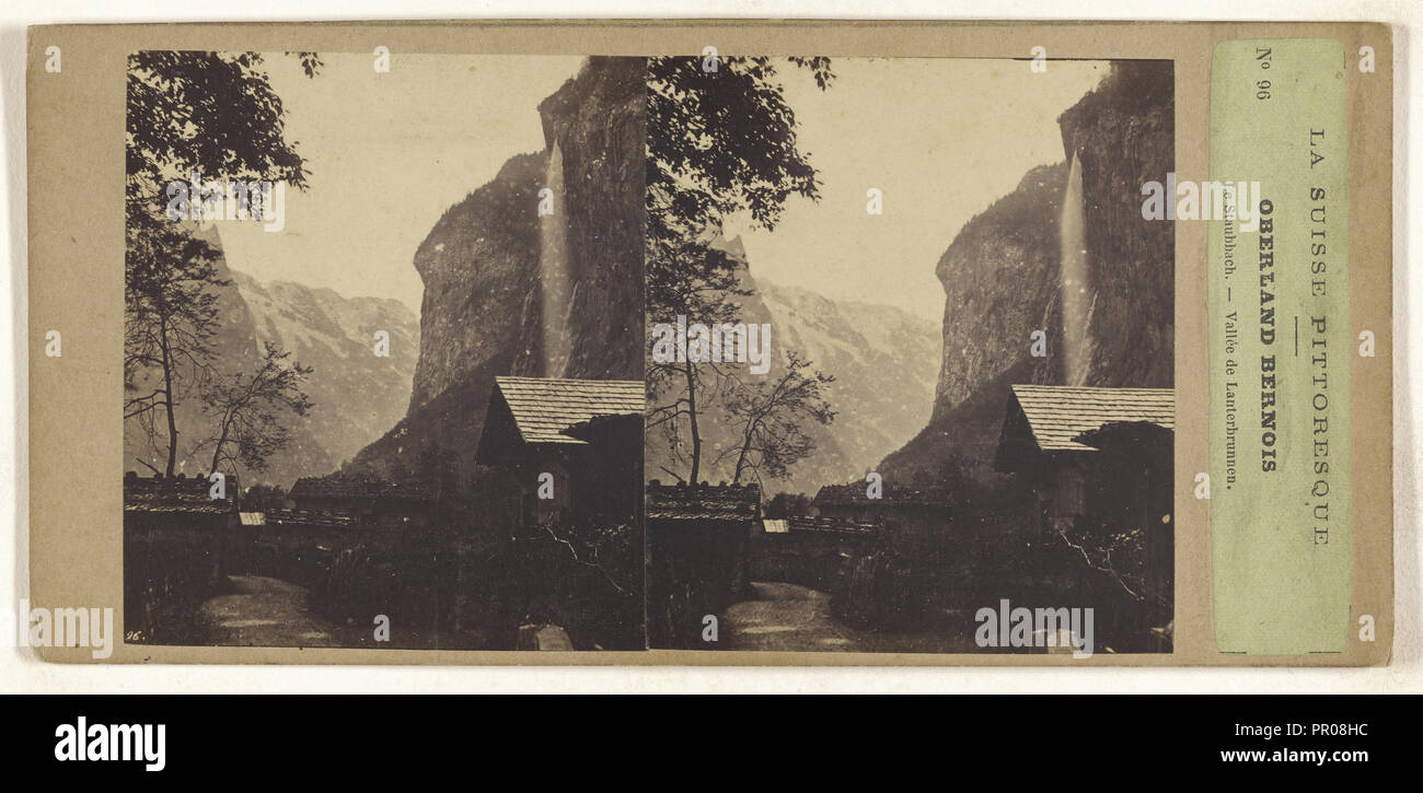 La Suisse, Switzerland Pittoresque. Oberland Bernois. Le Staubach, Vallee de Lanterbrunnen; about 1860; Albumen silver print Stock Photo
