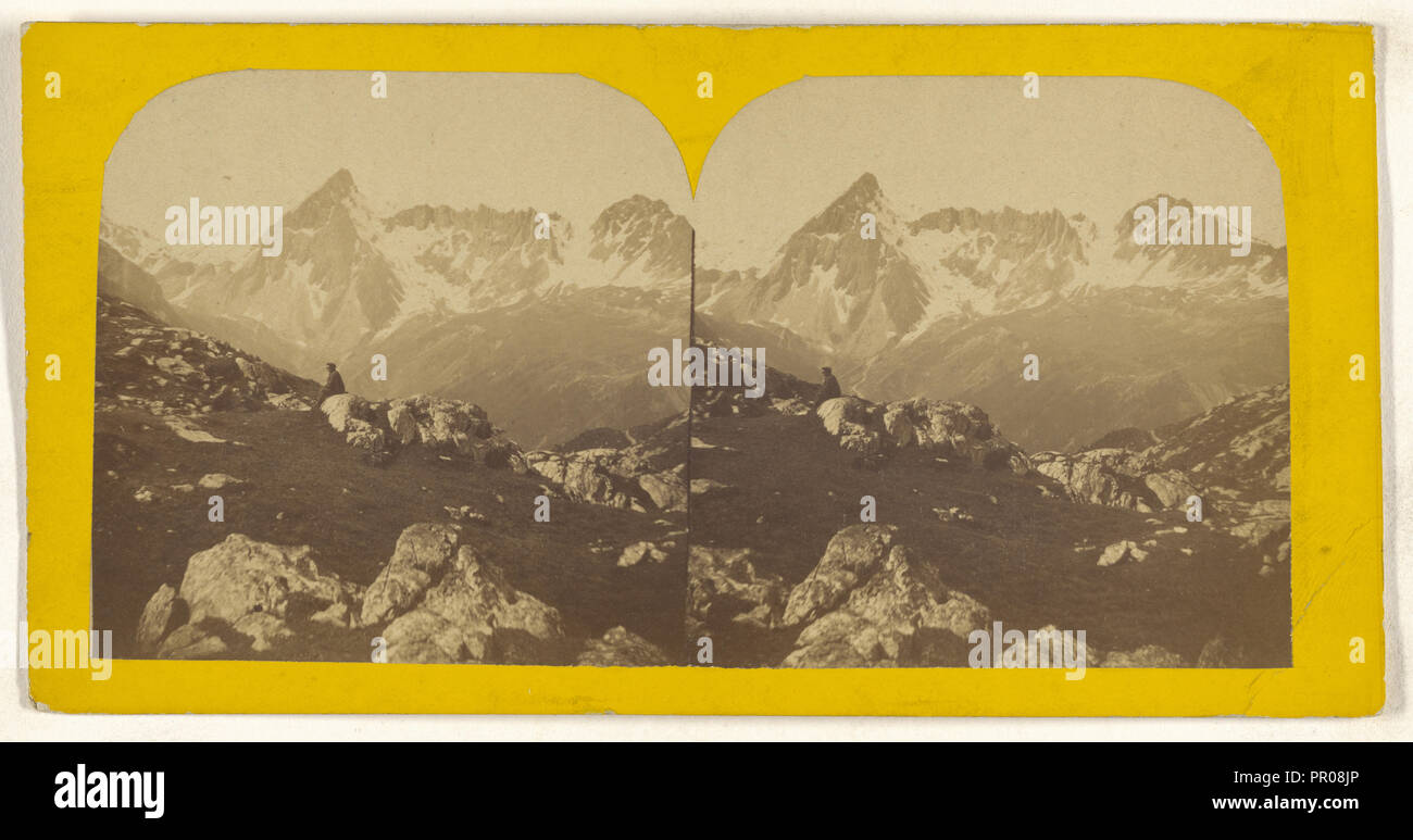 Col du bonhomme & le mont joli, Suisse, Switzerland; about 1865; Albumen silver print Stock Photo