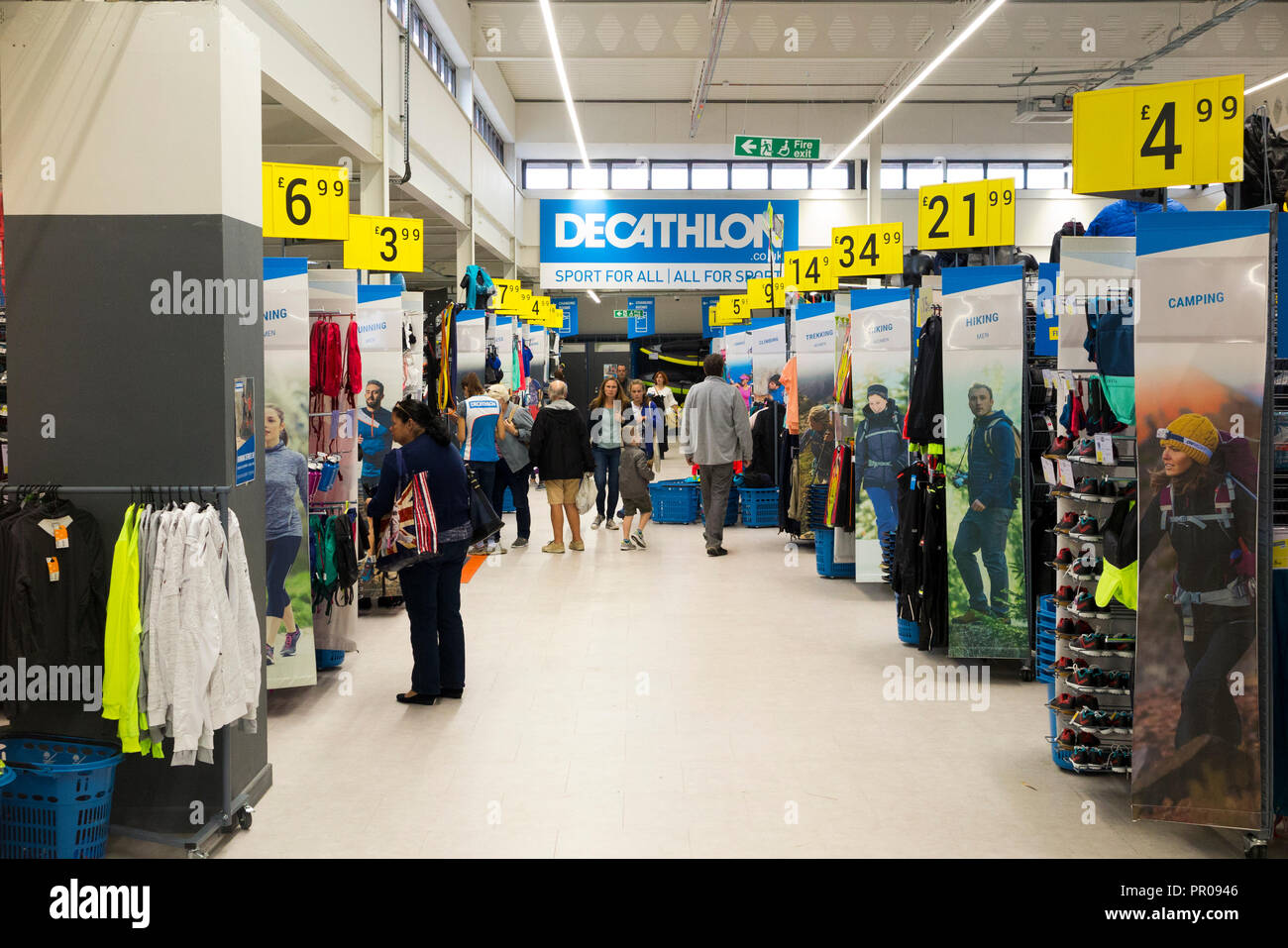 Shop interior / inside of the Decathlon sports / sporting equipment shop /  retailer / store in Guildford. Surrey. UK. (102 Stock Photo - Alamy