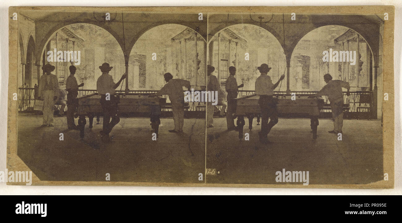 Billiard Saloon, Havanna, sic, Cuba; about 1865; Albumen silver print Stock Photo