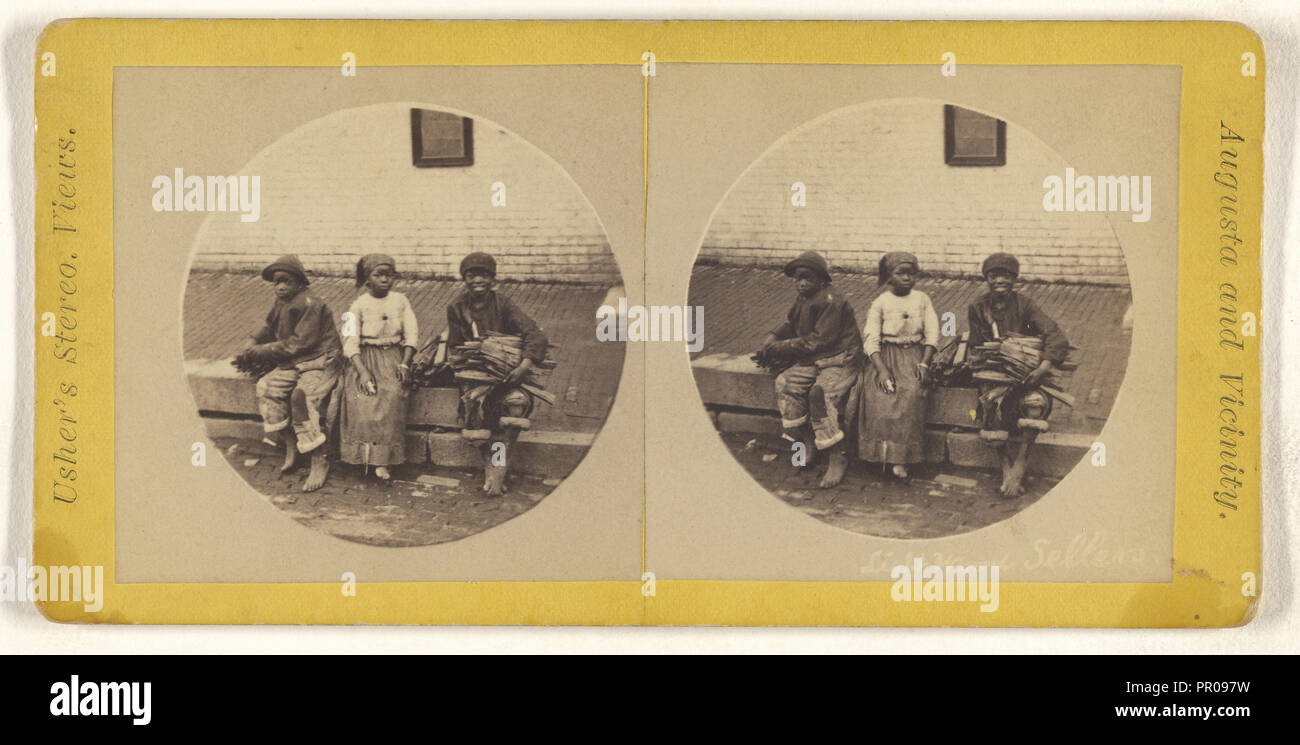 Light Wood Sellers; John Usher, Jr., American, active 1870s - 1900s, about 1870; Albumen silver print Stock Photo
